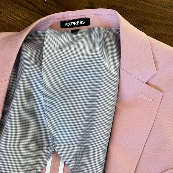 EXPRESS MEN’S BLAZER PINK COTTON BLEND STRETCH SUIT JACKET BLAZER SIZE 46R - Picture 5 of 11